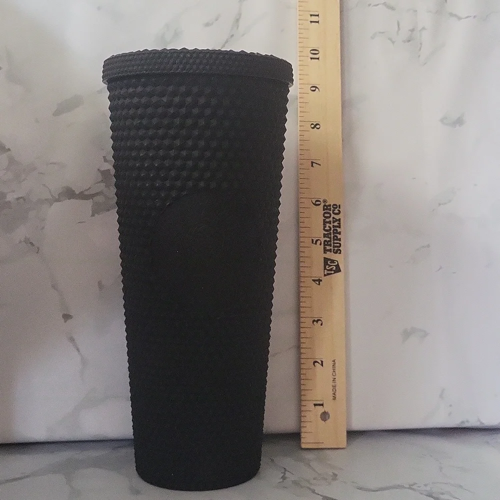 Starbucks Venti Tumbler Studded Matte Black Diamond Rubberized Cold Cup 24oz